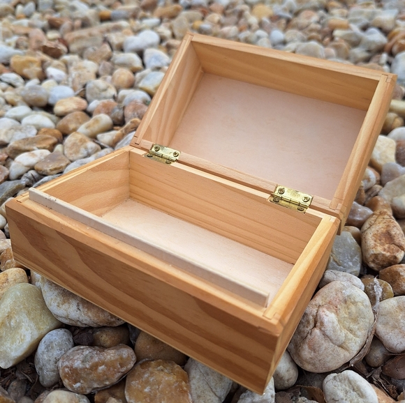 Wooden Block Box Unstained Wood Naked Natural Small Trinket Jewelry Box - Picture 9 of 16